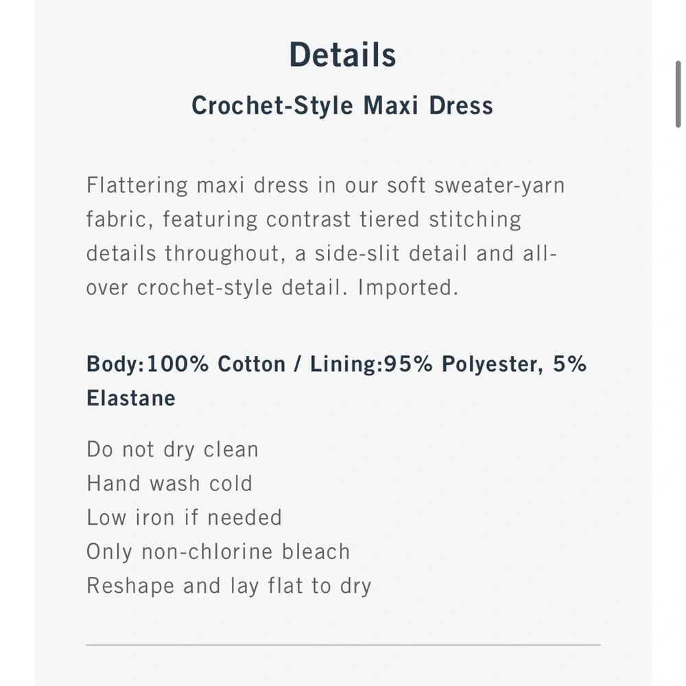 Abercrombie Crochet Style Maxi Dress Brown and White Large NWOT - Picture 5 of 5